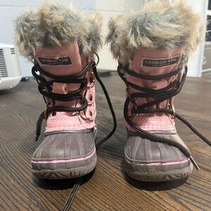 London Fog Pink and Brown Kids Snow Boots